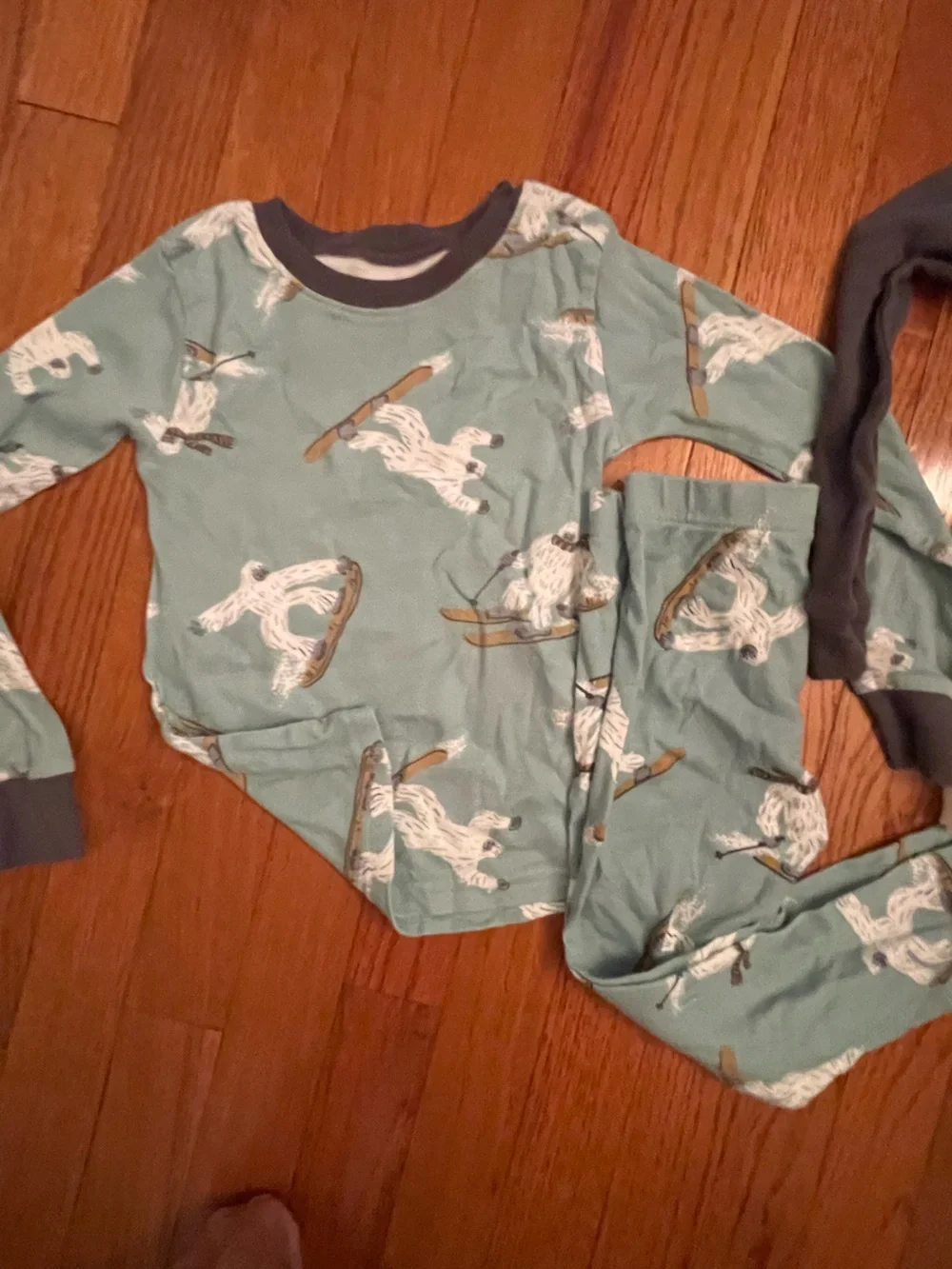 Two sets of Carter's Blue & Gray Long-Sleeve Yeti Pajama sets. Long